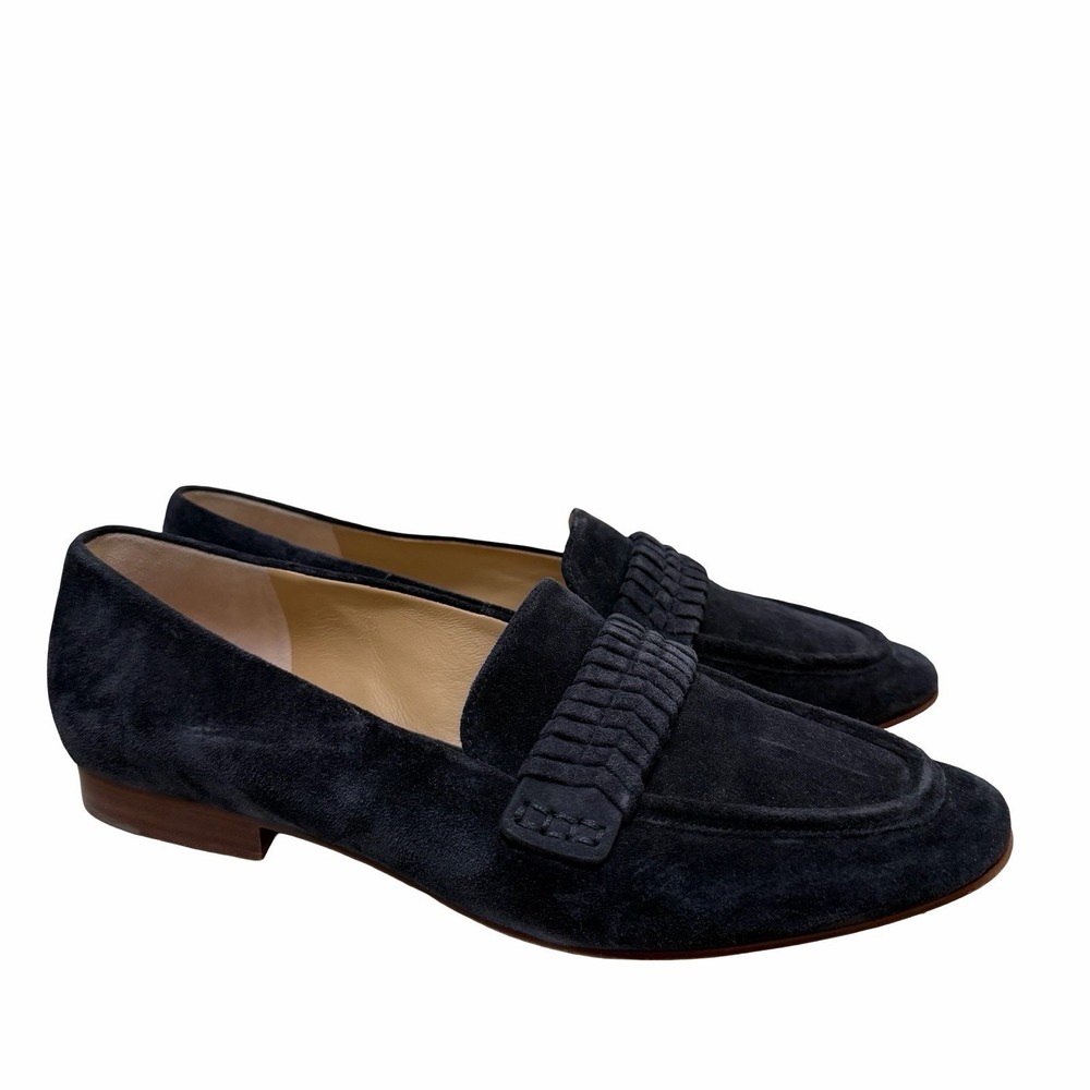 Veronica Beard Arlie Suede Braided‎ Leather Loafer Size 8 Navy Classic Flats